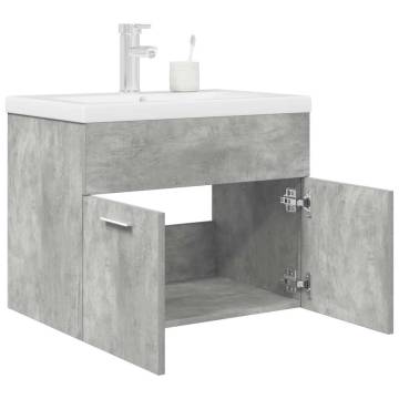 Stylish Bathroom Sink Cabinet with Basin & Faucet - Concrete Grey