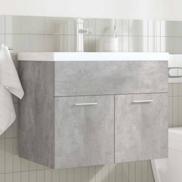 Stylish Bathroom Sink Cabinet with Basin & Faucet - Concrete Grey