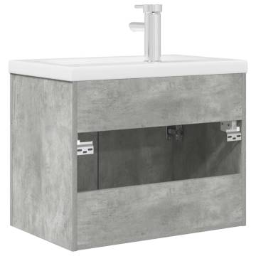 Stylish Bathroom Sink Cabinet with Basin & Faucet - Concrete Grey