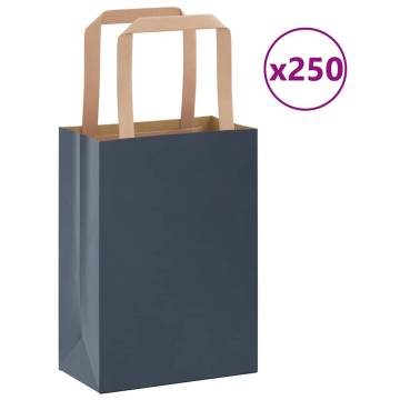 Blue Paper Bags 250 pcs with Handles - Eco-Friendly & Durable