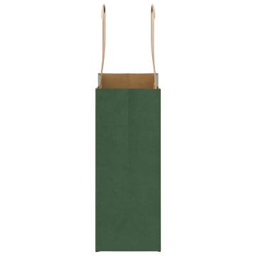 Eco-Friendly Green Paper Bags 250 pcs with Handles - 15x8x21 cm