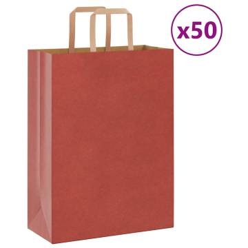 Sustainable Red Paper Bags with Handles - 50 pcs | Hipo Market