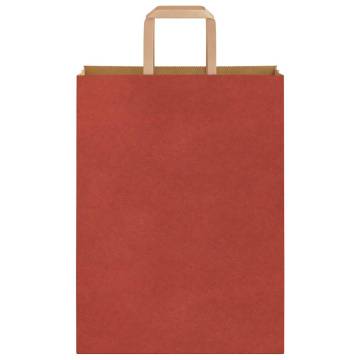 Sustainable Red Paper Bags with Handles - 50 pcs | Hipo Market