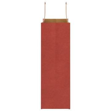 Sustainable Red Paper Bags with Handles - 50 pcs | Hipo Market