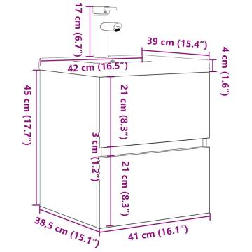 2 Piece Bathroom Furniture Set - Concrete Grey & Engineered Wood