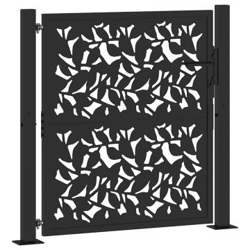 Garden Gate Black 105x105 cm - Elegant Steel Leaf Design