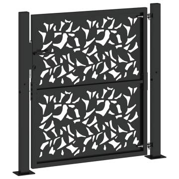 Garden Gate Black 105x105 cm - Elegant Steel Leaf Design