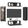 Stylish 4 Piece TV Cabinet Set - Black Engineered Wood