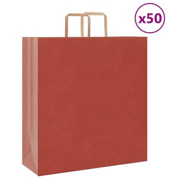 Red Paper Bags with Handles - 50 Pcs | HipoMarket