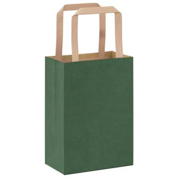 Eco-Friendly Green Paper Bags - 50 pcs with Handles