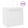 250 Pcs White Paper Bags with Handles - Eco-Friendly 26x17x25 cm