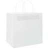 250 Pcs White Paper Bags with Handles - Eco-Friendly 26x17x25 cm