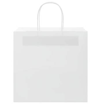 250 Pcs White Paper Bags with Handles - Eco-Friendly 26x17x25 cm