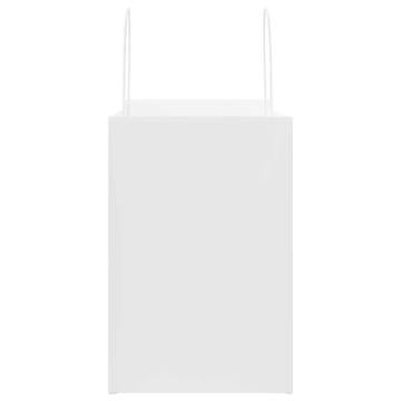 250 Pcs White Paper Bags with Handles - Eco-Friendly 26x17x25 cm