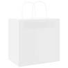 250 Pcs White Paper Bags with Handles - Eco-Friendly 26x17x25 cm