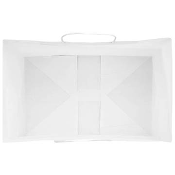 250 Pcs White Paper Bags with Handles - Eco-Friendly 26x17x25 cm