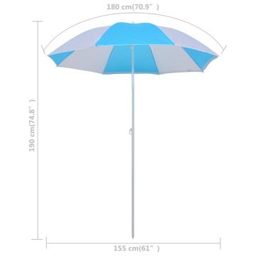 Beach Umbrella Shelter - Blue & White 180 cm | Hipomarket