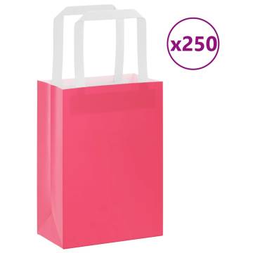 Pink Paper Bags with Handles - 250 Pcs | Eco-Friendly Packaging