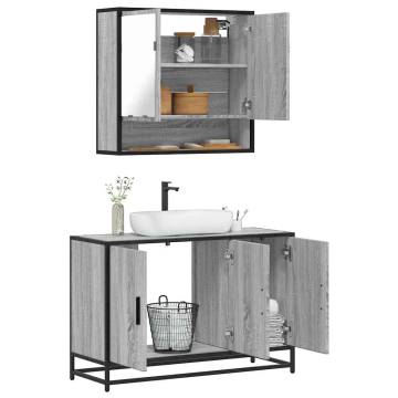 2 Piece Grey Sonoma Bathroom Furniture Set | Hipomarket