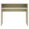 Modern White & Sonoma Oak Desk - 90x50 cm for Home Office