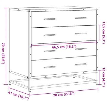 Elegant Grey Sonoma Drawer Cabinet - 70 x 41 x 70 cm