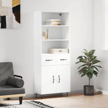 Stylish Highboard White 69.5x34x180 cm | Hipomarket