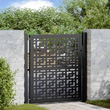 Garden Gate Black 105x105 cm Steel Cross Design | HipoMarket