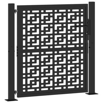 Garden Gate Black 105x105 cm Steel Cross Design | HipoMarket