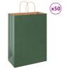 Green Paper Bags with Handles - 50 pcs | Eco-Friendly Packaging