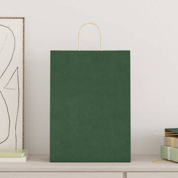 Green Paper Bags with Handles - 50 pcs | Eco-Friendly Packaging