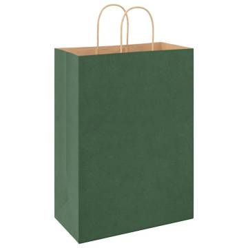 Green Paper Bags with Handles - 50 pcs | Eco-Friendly Packaging