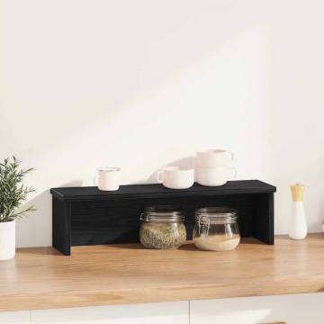 Stackable Kitchen Rack Black - 50x15x16 cm | Durable Wood