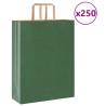 Eco-Friendly Green Paper Bags with Handles - 250 pcs