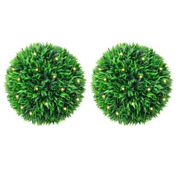 Artificial Boxwood Balls with LED Lights - 2 pcs Green 38 cm