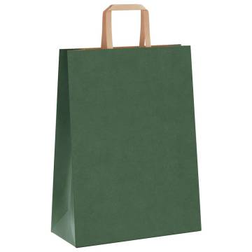 Eco-Friendly Green Paper Bags with Handles - 50 pcs | HipoMarket