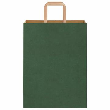 Eco-Friendly Green Paper Bags with Handles - 50 pcs | HipoMarket