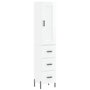 Stylish Highboard High Gloss White - 34.5x34x180 cm