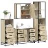  4 Piece Bathroom Furniture Set Sonoma Oak Engineered Wood Colour sonoma oak Number of 1 