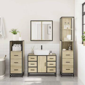 4 Piece Bathroom Furniture Set - Sonoma Oak | Hipo Market