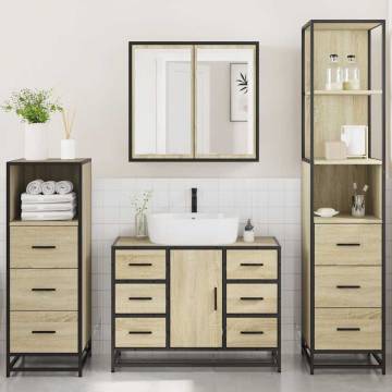 4 Piece Bathroom Furniture Set - Sonoma Oak | Hipo Market