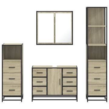 4 Piece Bathroom Furniture Set - Sonoma Oak | Hipo Market