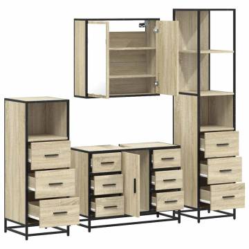 4 Piece Bathroom Furniture Set - Sonoma Oak | Hipo Market