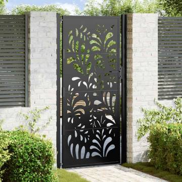 Elegant Garden Gate Black 105x205 cm Steel Wave Design