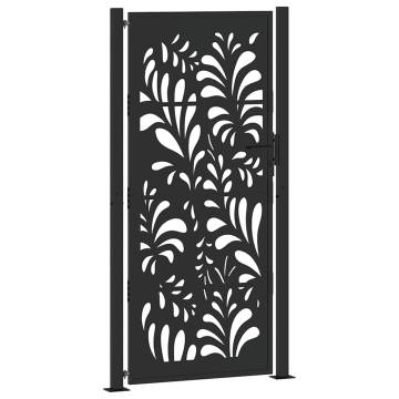 Elegant Garden Gate Black 105x205 cm Steel Wave Design