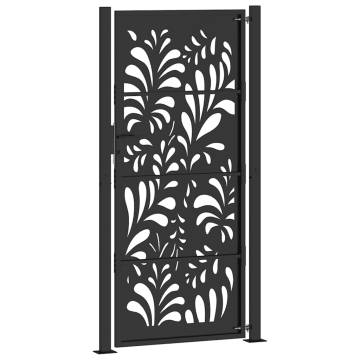 Elegant Garden Gate Black 105x205 cm Steel Wave Design