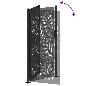 Elegant Garden Gate Black 105x205 cm Steel Wave Design