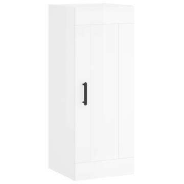 Stylish Highboard High Gloss White - 34.5x34x180 cm