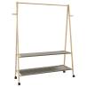 Bamboo Clothes Rack with Shelves & Wheels - 132x45.5x155.5 cm