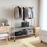 Bamboo Clothes Rack with Shelves & Wheels - 132x45.5x155.5 cm