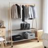 Bamboo Clothes Rack with Shelves & Wheels - 132x45.5x155.5 cm